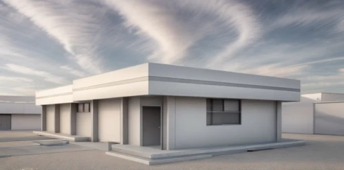 prefabricated buildings,3d rendering,dunes house,cubic house,flat roof,heat pumps,archidaily,residential house,thermal insulation,inverted cottage,render,roof landscape,modern house,cube stilt houses,house roofs,modern architecture,white buildings,housebuilding,core renovation,model house