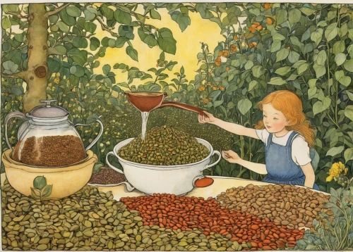 cloves schwindl inge,kate greenaway,frutti di bosco,girl picking apples,nuts & seeds,the production of the beer,hazelnuts,punjena paprika,picking vegetables in early spring,collecting nut fruit,grape harvest,coffee tea illustration,cereal cultivation,persian norooz,seed stand,marroni,lentil soup,chile de árbol,chile and frijoles festival,vintage illustration,Illustration,Realistic Fantasy,Realistic Fantasy 31