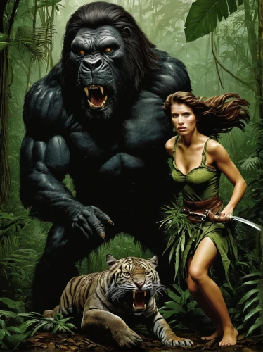 king kong,the law of the jungle,great apes,prehistory,kong,tarzan,stone age,neanderthals,animals hunting,animalia,primeval times,ape,orang utan,neanderthal,prehistoric,she feeds the lion,paleolithic,bushmeat,prehistoric art,human evolution,Photography,Documentary Photography,Documentary Photography 29