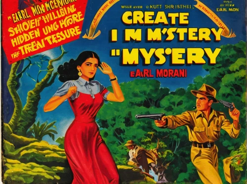 mystery book cover,investigator,film poster,mystery,private investigator,investigate,magazine cover,advertisement,italian poster,vintage advertisement,trumpet creepers,investigation,halloween poster,book cover,treasure hunt,mystery man,adventure game,cryptography,western film,mysteriously,Illustration,Retro,Retro 02