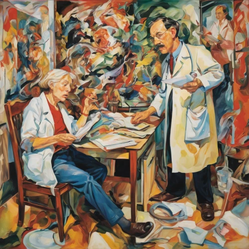 theoretician physician,doctors,physician,doctor's room,artists,medical staff,pathologist,painting technique,patients,meticulous painting,veterinary,braque francais,medical professionals,dentist,diagnosis,pharmacy,dr,consulting room,doctor,health care workers,Conceptual Art,Oil color,Oil Color 18