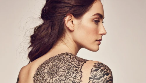 tattoo girl,with tattoo,tattooed,profile,half profile,tattoos,semi-profile,sleeve,shoulder length,filigree,full-profile,henna,side face,jaw,tattoo,henna dividers,shoulder,fishtail,temporary tattoo,maori,Photography,Fashion Photography,Fashion Photography 23