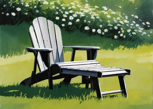 chair in field,bench chair,garden bench,outdoor bench,garden furniture,deckchair,park bench,chairs,folding chair,chair,deck chair,rocking chair,windsor chair,deckchairs,armchair,chaise,old chair,acrylic paint,outdoor table and chairs,chair and umbrella,Illustration,Paper based,Paper Based 05