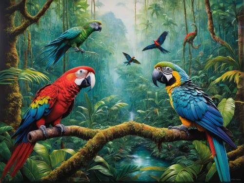 macaws of south america,macaws,couple macaw,macaws blue gold,tropical birds,blue macaws,parrot couple,parrots,passerine parrots,rare parrots,blue and yellow macaw,macaw hyacinth,macaw,colorful birds,blue macaw,scarlet macaw,tropical animals,beautiful macaw,guacamaya,blue and gold macaw,Illustration,Abstract Fantasy,Abstract Fantasy 14