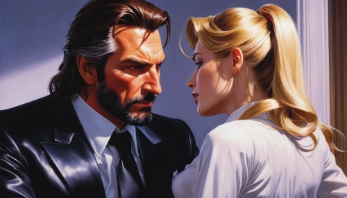 sci fiction illustration,romance novel,eurythmics,romantic portrait,man and woman,spy visual,game illustration,two people,oil painting on canvas,man and wife,widow's tears,clue and white,art painting,dialogue windows,oil painting,oil on canvas,smoking man,romantic scene,analyze,spy,Conceptual Art,Fantasy,Fantasy 20