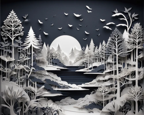 winter forest,winter background,winter landscape,snow landscape,snow scene,snow mountain,winter dream,midnight snow,snowy landscape,christmas landscape,winter magic,snow trail,snowy peaks,forest background,night snow,black forest,wintry,snow globe,forest landscape,snow house,Unique,Paper Cuts,Paper Cuts 04