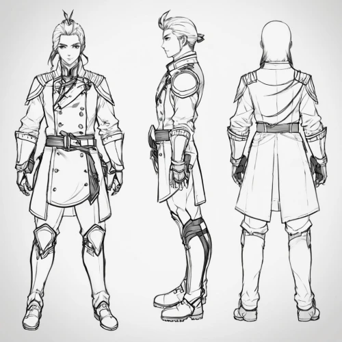 concept art,costume design,male character,military uniform,male poses for drawing,development concept,uniforms,combat medic,police uniforms,character animation,main character,grenadier,concepts,winter clothing,game character,martial arts uniform,old coat,a uniform,gamekeeper,lancers,Unique,Design,Character Design