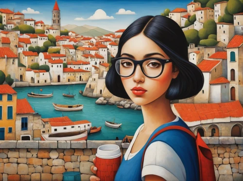 girl with bread-and-butter,woman at cafe,woman with ice-cream,woman drinking coffee,italian painter,travel woman,david bates,girl on the river,city ​​portrait,girl in a historic way,girl studying,bora french,the girl at the station,meticulous painting,harissa,art painting,dubrovnic,optician,girl with cloth,breton,Art,Artistic Painting,Artistic Painting 29