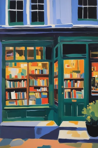 bookshop,bookstore,book store,coffee and books,watercolor shops,bookselling,books,store fronts,bookshelves,bookworm,tea and books,bookcase,store front,shopwindow,book wall,books pile,vintage books,colored pencil background,shopkeeper,bookshelf,Art,Artistic Painting,Artistic Painting 41