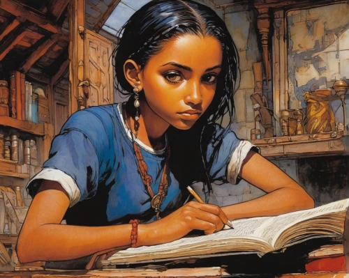 girl studying,little girl reading,child with a book,scholar,young girl,mystical portrait of a girl,girl with bread-and-butter,the girl studies press,children studying,girl in a historic way,girl praying,portrait of a girl,girl portrait,girl drawing,study,librarian,bookworm,ancient egyptian girl,oil painting on canvas,girl with cloth,Illustration,Realistic Fantasy,Realistic Fantasy 06