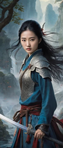 mulan,female warrior,yi sun sin,warrior woman,xing yi quan,shuanghuan noble,chinese art,korean history,swordswoman,inner mongolian beauty,xuan lian,dragon li,heroic fantasy,chinese background,asian woman,hwachae,arang,xiangwei,xizhi,beautiful girls with katana,Conceptual Art,Fantasy,Fantasy 29