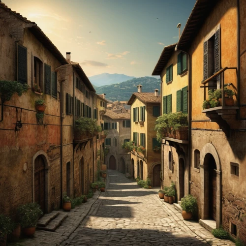 tuscan,volterra,italy,tuscany,italia,medieval street,lombardy,buildings italy,piemonte,narrow street,citta alta in bergamo,trento,south tyrol,townscape,lucca,mottarone,malcesine,the cobbled streets,medieval town,lavaux,Art,Classical Oil Painting,Classical Oil Painting 25