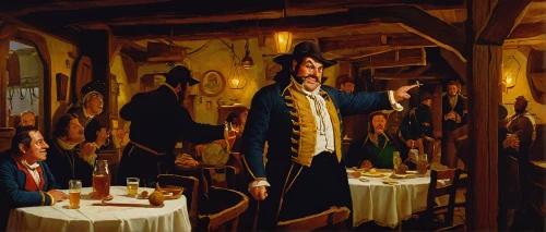 george washington,founding,portuguese galley,drinking establishment,thomas jefferson,east indiaman,jefferson,hamilton,the dining board,rathauskeller,tavern,christopher columbus,new york restaurant,drinking party,colonial,four poster,admiral von tromp,clover hill tavern,columbus,meticulous painting,Conceptual Art,Sci-Fi,Sci-Fi 21