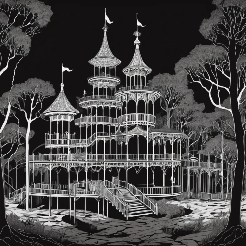 ghost castle,witch's house,witch house,haunted castle,the haunted house,haunted house,magic castle,haunted cathedral,haunted forest,fairy tale castle,halloween illustration,house in the forest,dark park,haunt,haunted,treehouse,creepy house,fairytale castle,book illustration,house silhouette,Illustration,Black and White,Black and White 21