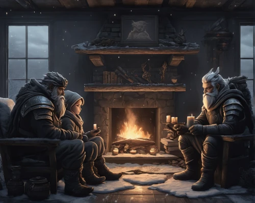 fireside,warmth,nordic christmas,warming,three wise men,cold room,winter service,winter house,fireplaces,advisors,blacksmith,chess men,the three wise men,father frost,hearth,fireplace,games of light,the first frost,candlemaker,log fire,Conceptual Art,Fantasy,Fantasy 33