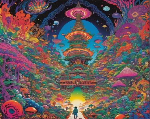 psychedelic art,psychedelic,astral traveler,lsd,inner space,kaleidoscopic,trip computer,acid,dimensional,cosmos,kaleidoscope,aura,cosmic eye,universe,the mystical path,dimension,vortex,the universe,transcendental,valerian,Illustration,Japanese style,Japanese Style 05