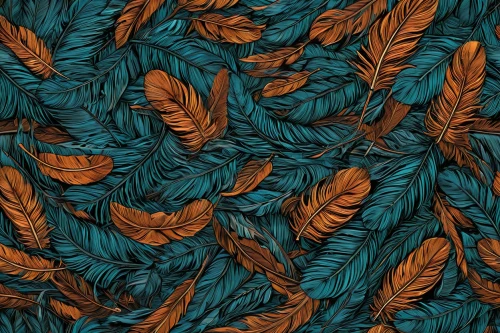 pine cone pattern,parrot feathers,dried leaves,embroidered leaves,teal digital background,tropical leaf pattern,colored leaves,pine cones,autumn leaf paper,pinecones,colorful leaves,autumn pattern,teal and orange,feathers,color feathers,seamless pattern,woven fabric,fabric design,leaf pattern,textile,Illustration,American Style,American Style 08