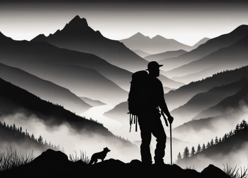 cowboy silhouettes,mountaineers,the wanderer,silhouette art,man silhouette,mountain guide,american frontier,the spirit of the mountains,western film,western,rifleman,silhouette of man,guards of the canyon,ranger,black shepherd,wild west,map silhouette,mountaineer,wanderer,art silhouette,Illustration,Black and White,Black and White 31