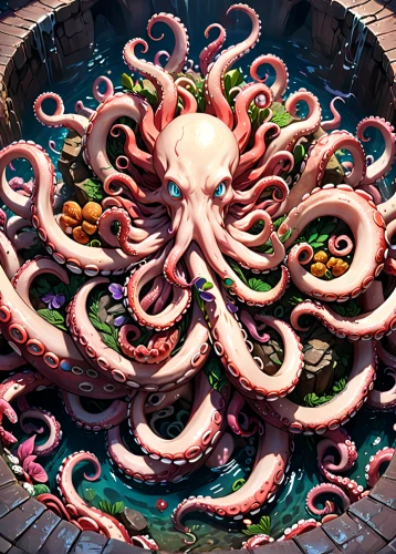 octopus,pink octopus,kraken,octopus tentacles,calamari,tentacles,fun octopus,cephalopod,squid rings,fruits of the sea,tentacle,cancer illustration,squid game card,cephalopods,octopus vector graphic,cnidaria,giant squid,cnidarian,cog,medusa gorgon,Anime,Anime,General