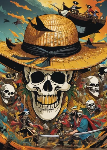 straw hats,skull racing,straw hat,skull rowing,halloween poster,crossbones,pirate treasure,mexican hat,cd cover,pirate,scull,jolly roger,helloween,days of the dead,jigsaw puzzle,halloween background,one piece,candy cauldron,skull and crossbones,cowboy bone,Photography,Documentary Photography,Documentary Photography 37