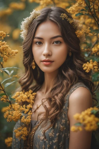 beautiful girl with flowers,girl in flowers,sunflower lace background,golden flowers,yellow rose background,yellow flowers,yellow roses,yellow petals,yellow daisies,yellow flower,yellow garden,mystical portrait of a girl,flower background,autumn gold,portrait background,fantasy portrait,golden lilac,gold flower,golden autumn,floral background,Photography,Documentary Photography,Documentary Photography 01