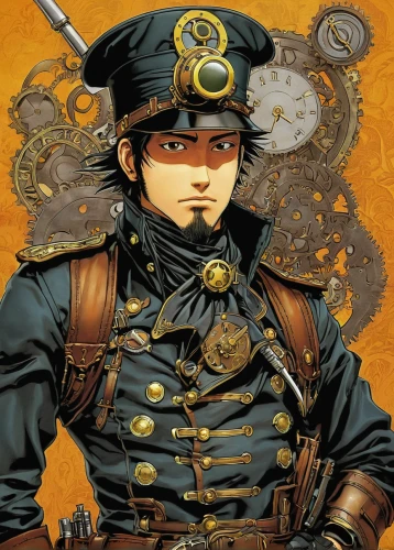 steampunk,napoleon bonaparte,napoleon,steampunk gears,military officer,admiral von tromp,yukio,amano,napoleon i,defense,key-hole captain,ranger,game illustration,brown sailor,policeman,naval officer,dune 45,prussian,pirate,officer,Illustration,Japanese style,Japanese Style 05