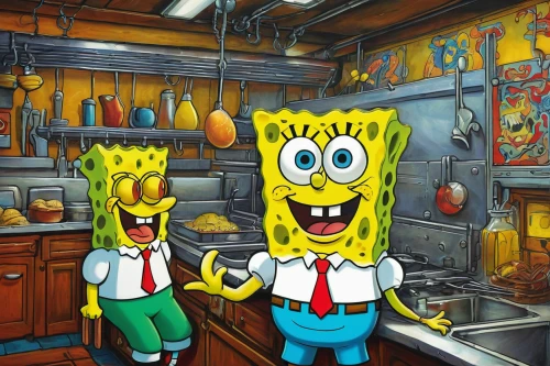 house of sponge bob,sponges,chefs,sponge bob,cooks,cooking show,big kitchen,sponge,culinary,kitchen,cookery,chefs kitchen,star kitchen,cooking book cover,cooking,the kitchen,making food,knife kitchen,kitchen utensils,kitchen work,Illustration,American Style,American Style 07