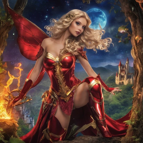 scarlet witch,fantasy woman,sorceress,fantasy art,the enchantress,fantasy picture,goddess of justice,celtic woman,fantasy portrait,fire siren,fantasy girl,fairy tale character,heroic fantasy,fairy queen,wanda,lady in red,fantasia,cg artwork,fire angel,red riding hood,Illustration,Realistic Fantasy,Realistic Fantasy 02
