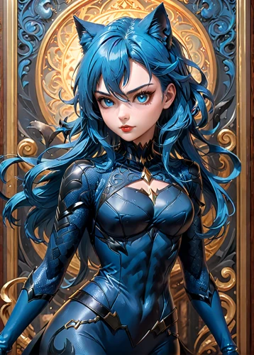 catwoman,black cat,cheshire,panther,sapphire,winterblueher,blue enchantress,blue heart,luna,holly blue,feline,kotobukiya,masquerade,kat,fran,medusa,cat frame,cg artwork,fantasy portrait,anime 3d,Anime,Anime,General