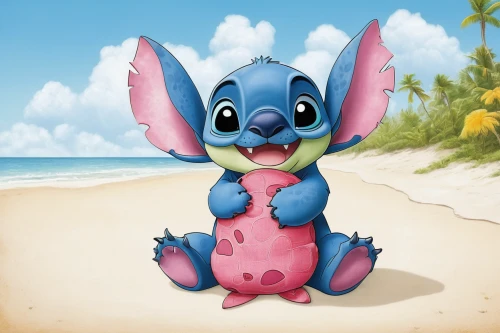 stitch,cute cartoon character,lilo,cute cartoon image,beach background,dumbo,beach toy,disney character,watermelon background,playing in the sand,summer background,piglet,long-eared,children's background,long eared,colored pencil background,big ears,thumper,crayon background,cangaroo,Photography,Documentary Photography,Documentary Photography 29