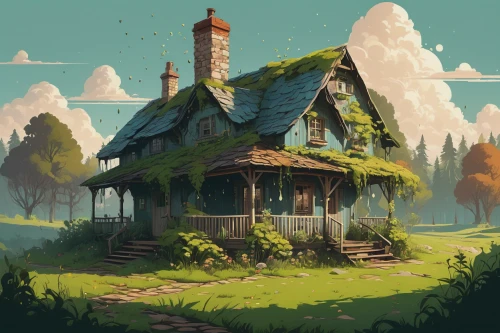 house in the forest,witch's house,little house,summer cottage,cottage,small house,ancient house,lonely house,treehouse,home landscape,old home,homestead,tree house,fairy house,country cottage,small cabin,wooden house,witch house,farmstead,roof landscape,Conceptual Art,Fantasy,Fantasy 09