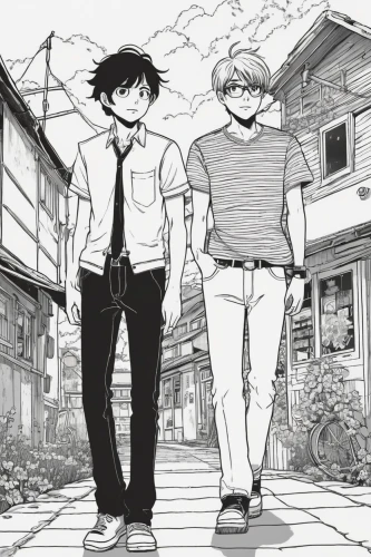 holding hands,hand in hand,boyfriends,hands holding,hold hands,husbands,sails a ship,gay couple,married couple,them,detective conan,loud crying,my hero academia,childhood friends,protect,strolling,sweethearts,infants,creek,walk,Illustration,Japanese style,Japanese Style 11