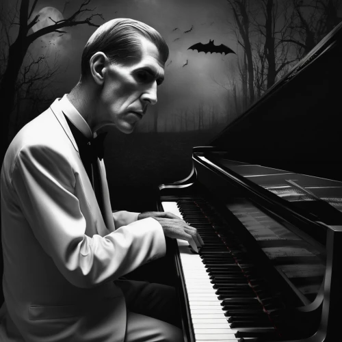 jazz pianist,pianist,piano player,bram stoker,lurch,composer,the piano,concerto for piano,halloween frankenstein,dracula,keyboard player,halloween poster,chopin,piano,halloween illustration,composing,play piano,piano keyboard,pianet,sheet music,Photography,Artistic Photography,Artistic Photography 06