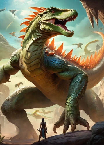 dragon li,dragon of earth,painted dragon,giant lizard,crocodile woman,game illustration,green dragon,heroic fantasy,cg artwork,fantasy art,dragon,crocodile,iguana,sci fiction illustration,dragon slayer,basilisk,cynorhodon,draconic,wyrm,komodo,Illustration,Realistic Fantasy,Realistic Fantasy 01