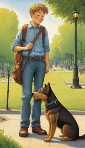 boy and dog,companion dog,girl with dog,service dogs,service dog,children's background,walking dogs,dog illustration,cute cartoon image,a collection of short stories for children,a police dog,shiloh shepherd dog,dog leash,my dog and i,giant dog breed,animated cartoon,zookeeper,police dog,dog walking,walk in a park,Illustration,Children,Children 03