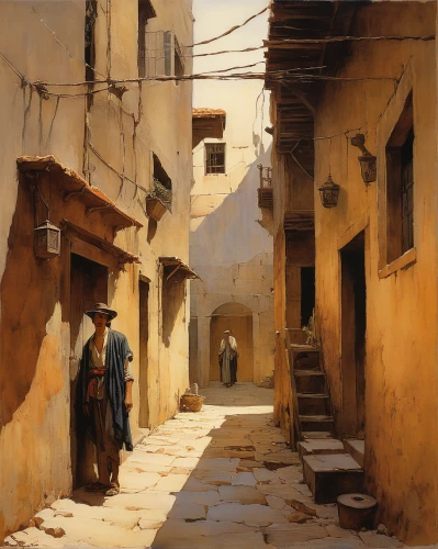 narrow street,souk,souq,riad,street scene,oberlo,medina,old linden alley,morocco,old city,italian painter,merchant,nizwa souq,medieval street,marrakesh,asher durand,alley,the cobbled streets,al arab,village scene,Illustration,Paper based,Paper Based 23