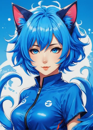 aqua,cat on a blue background,sega,azure,kitsune,blu,ganai,ferry,kinara,cyan,pocari sweat,winterblueher,toori,nyan,sigma,phone icon,fuki,ramune,mozilla,kat,Illustration,Japanese style,Japanese Style 04