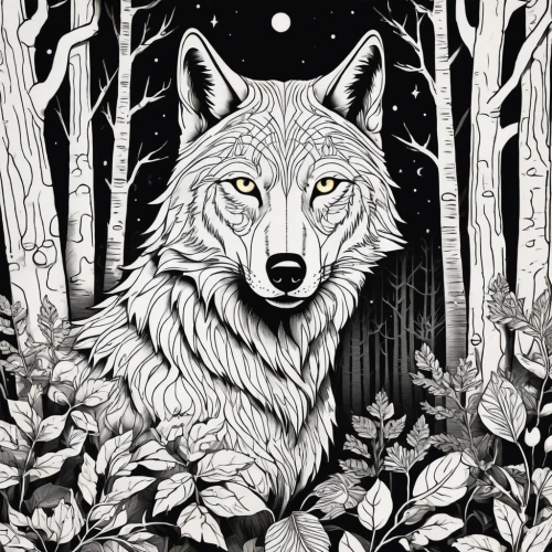 constellation wolf,howling wolf,gray wolf,wolf,european wolf,howl,wolf's milk,canidae,wolves,wolf hunting,werewolf,canis lupus,wolfdog,dog illustration,red wolf,two wolves,werewolves,grayscale,forest animal,wolf bob,Illustration,American Style,American Style 15
