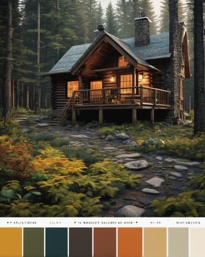 color palette,the cabin in the mountains,log cabin,color combinations,rainbow color palette,color picker,warm colors,house in the forest,color chart,palette,log home,small cabin,shades of color,polychrome,trend color,color table,neutral color,natural color,house in the mountains,house in mountains,Illustration,Realistic Fantasy,Realistic Fantasy 36