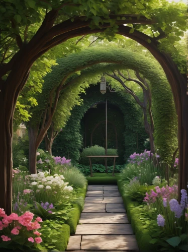 tunnel of plants,rose arch,garden bench,plant tunnel,clove garden,green garden,violet evergarden,flower garden,to the garden,garden door,garden swing,nature garden,frame flora,cottage garden,the garden,spring garden,garden of plants,pergola,fairy forest,spring background,Illustration,Realistic Fantasy,Realistic Fantasy 36