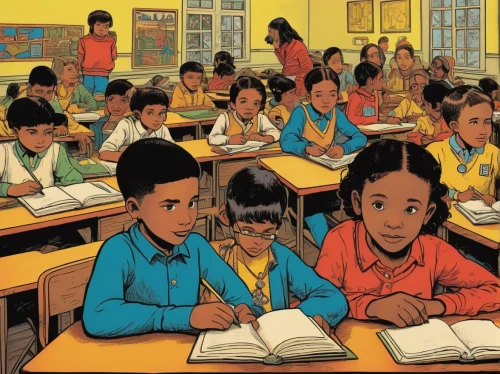 african american kids,children studying,children learning,pencils,color pencils,spread of education,classroom,kids illustration,school enrollment,children drawing,book illustration,coloring,venezuela,classroom training,colouring,education,school children,elementary school,colourful pencils,class room,Illustration,Vector,Vector 15