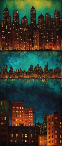 city scape,city in flames,glass painting,night scene,city lights,apartment buildings,city skyline,apartment-blocks,manhattan skyline,apartment blocks,city at night,row houses,urban landscape,evening city,cityscape,citylights,city buildings,new york skyline,oil pastels,high rises,Illustration,Abstract Fantasy,Abstract Fantasy 19