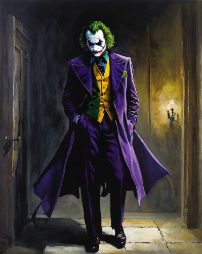 joker,creepy clown,it,ledger,horror clown,sting,supervillain,clown,scary clown,wall,without the mask,oil painting on canvas,anonymous,male mask killer,alter ego,riddler,count,with the mask,masquerade,deadly nightshade,Illustration,Paper based,Paper Based 15