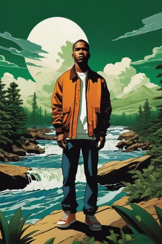 spotify icon,farmer in the woods,zion,forest man,green jacket,rivers,woods,novelist,album cover,the forests,forest background,the woods,cd cover,grove of trees,monk,aa,forestry,instrumental,green congo,lumberjack,Illustration,American Style,American Style 09