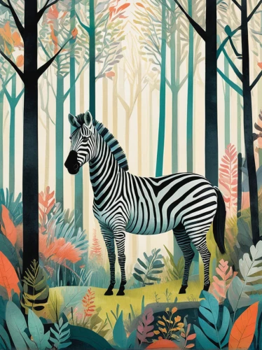 zebra,forest animals,forest animal,woodland animals,zebra crossing,diamond zebra,zebras,baby zebra,zebra pattern,whimsical animals,burchell's zebra,quagga,forest background,stripe,striped background,fauna,cartoon forest,anthropomorphized animals,in the forest,forest walk,Illustration,Vector,Vector 08