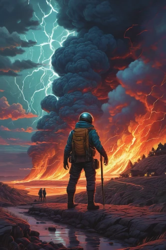 eruption,apocalypse,lava,volcano,the eruption,sci fiction illustration,volcanic eruption,volcanic,apocalyptic,volcanism,end of the world,the end of the world,volcanos,thunderstorm,calbuco volcano,doomsday,nature's wrath,fire background,meteor,armageddon,Conceptual Art,Daily,Daily 25