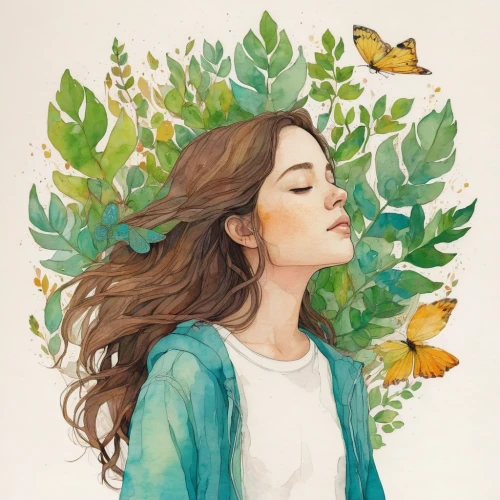 birch tree illustration,throwing leaves,falling on leaves,watercolor background,watercolor painting,watercolor leaves,watercolor,girl with tree,watercolor pencils,butterflies,autumn icon,watercolor wreath,natura,leaf drawing,mystical portrait of a girl,girl in a wreath,flower and bird illustration,the autumn,digital illustration,vanessa (butterfly),Illustration,Paper based,Paper Based 19
