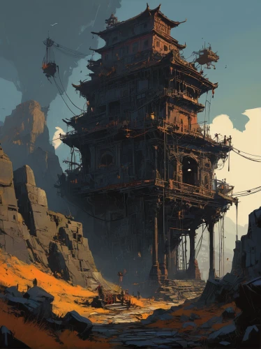 ancient city,stone pagoda,ancient buildings,pagoda,ruins,ancient house,chinese temple,ruin,hanging temple,ancient,stone palace,lost place,fortress,asian architecture,chinese architecture,tower of babel,ancient building,industrial ruin,the ruins of the,tigers nest,Conceptual Art,Sci-Fi,Sci-Fi 01