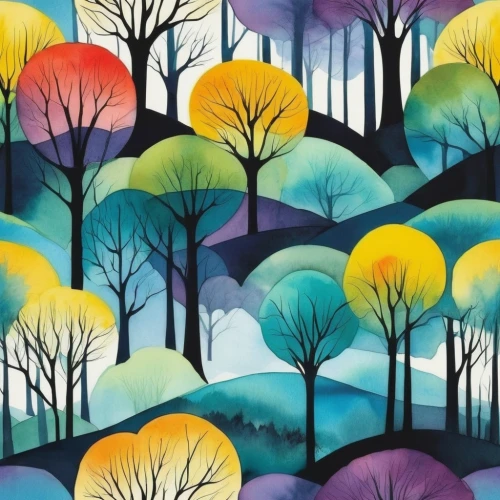 forest landscape,winter forest,winter landscape,tree grove,beech trees,carol colman,watercolor tree,snow trees,deciduous forest,copse,mixed forest,autumn trees,forest background,forest glade,bare trees,tree tops,tree canopy,the trees,watercolor background,forest tree,Illustration,Vector,Vector 09