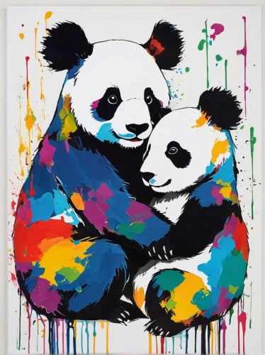 pandas,panda,panda bear,chinese panda,pandabear,kawaii panda,hanging panda,giant panda,yinyang,chinese art,fabric painting,bamboo,kawaii panda emoji,little panda,yin yang,art painting,janome chow,whimsical animals,yin-yang,panda face,Art,Artistic Painting,Artistic Painting 42